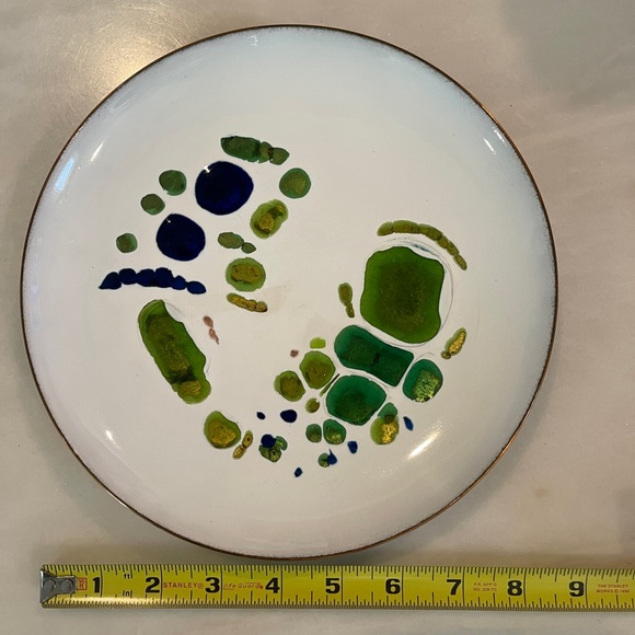 Mid Century Copper Enameled Modern Abstract Art Plate by Artist Elizabeth Madley - Picture 3 of 7